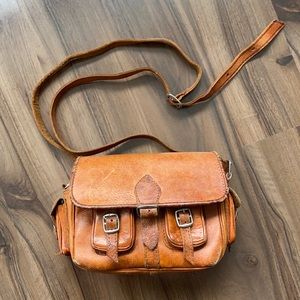 Rustic genuine leather crossbody bag from Morocco